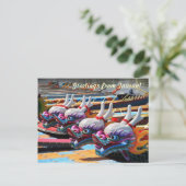 Carte Postale Bateaux Dragons décorés sur la rivière Love (Debout devant)