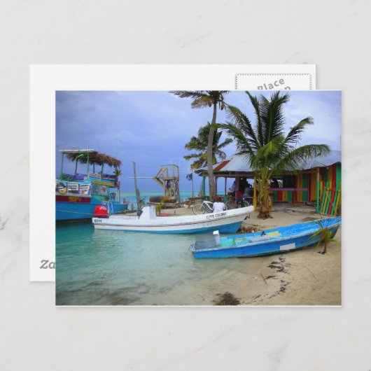 Carte Postale Bateaux en Caye Caulker, Belize (Devant / Derrière)