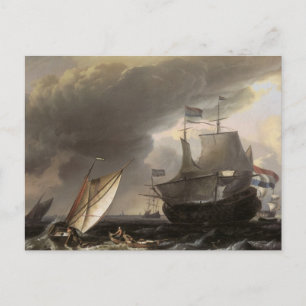 Carte Postale Bateaux hollandais sur une mer d'histoire 1690