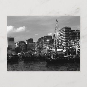Carte Postale Bateaux-maisons vintage de Hong Kong en Chine rivi