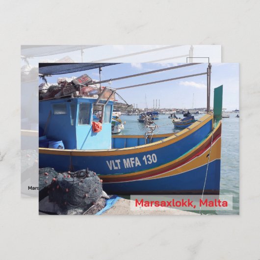 Carte Postale Bateaux Marsaxlokk (Devant / Derrière)