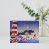 Carte Postale Bateaux phare aquarelle colorés peints (Debout devant)