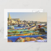 Carte Postale Bateaux préparés pour la pêche, L'église de (Devant / Derrière)