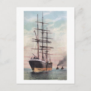 Carte Postale Bateaux remorqueurs remorquant un navire en mer