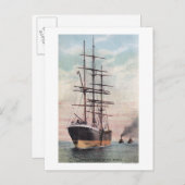 Carte Postale Bateaux remorqueurs remorquant un navire en mer (Devant / Derrière)