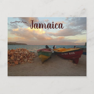 Carte Postale Bateaux sur une plage en Jamaïque