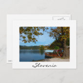 Carte Postale Bateaux touristiques dans le lac Bled en automne (Devant / Derrière)