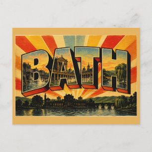 Carte Postale Bath Angleterre Art de Voyage Vintage