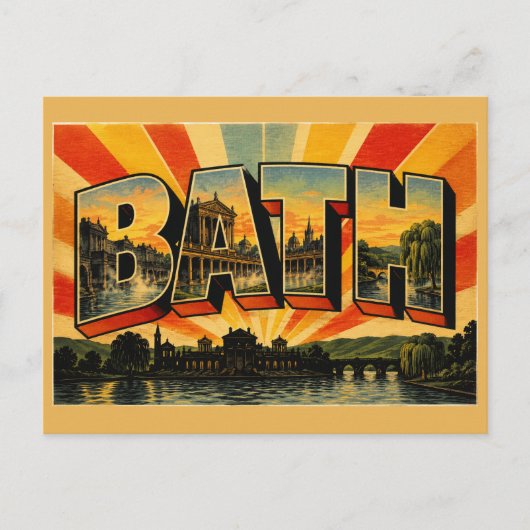 Carte Postale Bath Angleterre Art de Voyage Vintage (Devant)