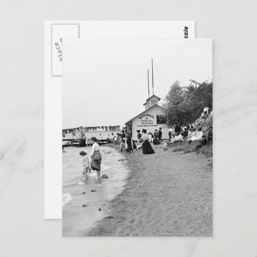 Carte Postale Bath House, île Bois Blanc, MI 1903 (Devant / Derrière)