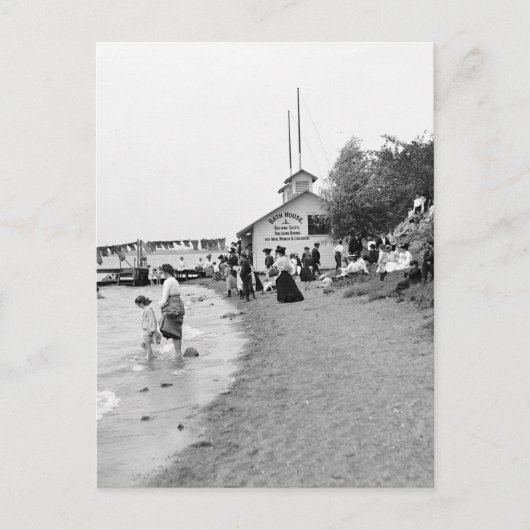 Carte Postale Bath House, île Bois Blanc, MI 1903 (Devant)