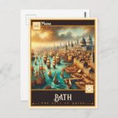 Carte Postale Bath, Maine | VINTAGE (Devant / Derrière)