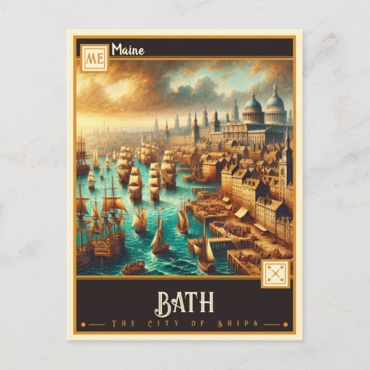 Carte Postale Bath, Maine | VINTAGE (Devant)