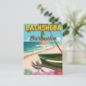 Carte Postale Bathsheba Beach Barbade affiche des vacances (Debout devant)