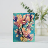 Carte Postale Batik d'aquarelle japonais Magnolia (Debout devant)