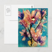 Carte Postale Batik d'aquarelle japonais Magnolia (Devant / Derrière)