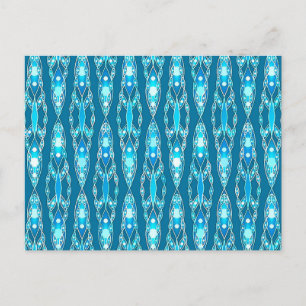 Carte Postale Batik tribal - Bleu océanique et Aqua
