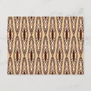 Carte Postale Batik Tribal - Brun Clair, Brun Foncé et Crème