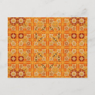 Carte Postale Batik tribal - nuances d'ambre et de brun