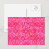 Carte Postale Batik tribal - nuances de rose fuchsia (Devant / Derrière)