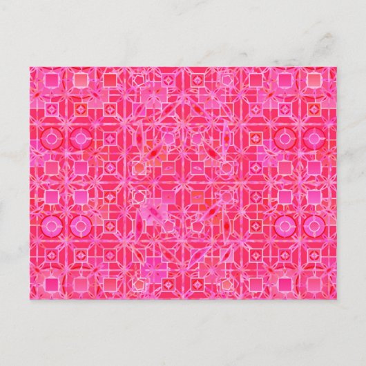 Carte Postale Batik tribal - nuances de rose fuchsia (Devant)