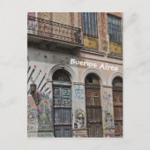 Carte Postale Bâtiment ancien avec Balcon Graffiti & Portes (Devant)