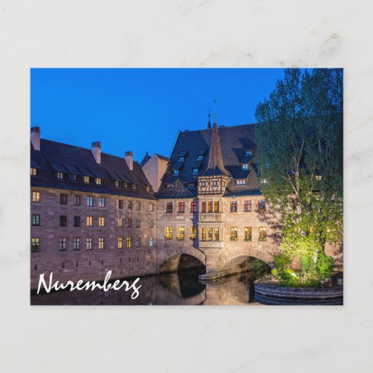 Carte Postale Bâtiment de bord de mer la nuit à Nuremberg, Allem (Devant)