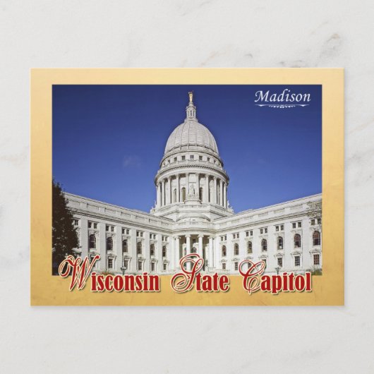 Carte Postale Bâtiment de capitol d'état du Wisconsin à Madison (Devant)