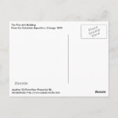 Carte Postale Bâtiment des Beaux-Arts, 1893 Exposition Columbia (Dos)
