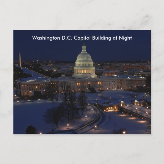 Carte Postale Bâtiment du Capitole de Washington D.C. par une nu (Devant)