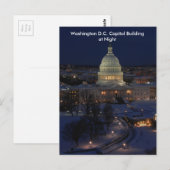 Carte Postale Bâtiment du Capitole de Washington D.C. par une nu (Devant / Derrière)