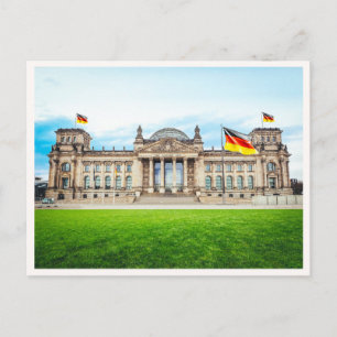 Carte Postale Bâtiment du Reichstag Berlin Drapeau allemand Phot