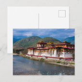 Carte Postale Bâtiment Dzong au bord de la rivière (Devant / Derrière)