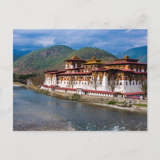 Carte Postale Bâtiment Dzong au bord de la rivière (Devant)