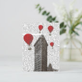 Carte Postale Bâtiment en fer plat et ballons rouges à air chaud (Debout devant)