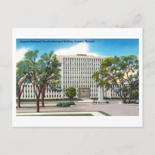 Carte Postale Bâtiment municipal du comté d'Augusta Richmond (Devant)