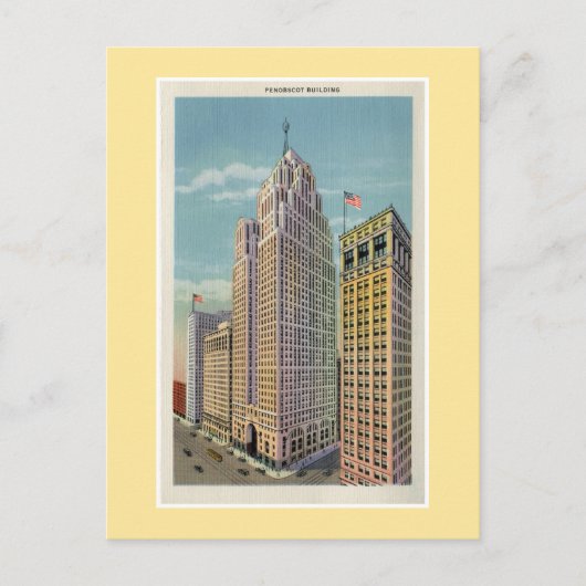 Carte Postale Bâtiment vintage de Detroit Penobscot (Devant)