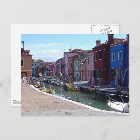 Carte Postale Bâtiments à Burano, Venise (Devant / Derrière)