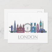Carte Postale Bâtiments colorés par horizon de Londres (Devant / Derrière)