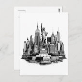 Carte Postale Bâtiments de New York City Architecture art (Devant / Derrière)