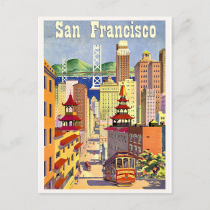 Carte Postale Bâtiments de San Francisco, centre de la rue, tram
