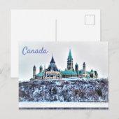 Carte Postale Bâtiments du Parlement du Canada Neige Rivière des (Devant / Derrière)
