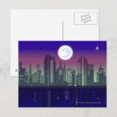 Carte Postale Bâtiments illuminés la nuit (Devant / Derrière)