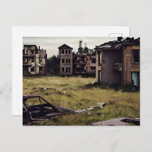 Carte Postale Bâtiments postapalyptiques abandonnés (Devant / Derrière)