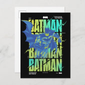 Carte Postale Batman Électrique Qui Traverse La Typographie (Devant / Derrière)
