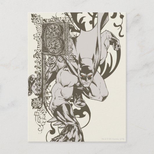 Carte Postale Batman et lettre décorée B (Devant)