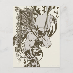 Carte Postale Batman et lettre décorée B