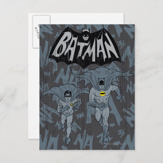 Carte Postale Batman Et Robin Avec Logo Graphique Distressé (Devant / Derrière)