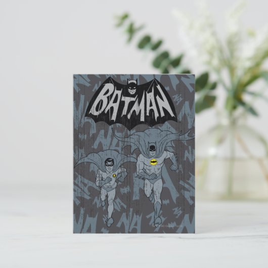 Carte Postale Batman Et Robin Avec Logo Graphique Distressé (Debout devant)