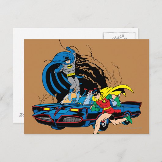Carte Postale Batman Et Robin Dans Batcave (Devant / Derrière)